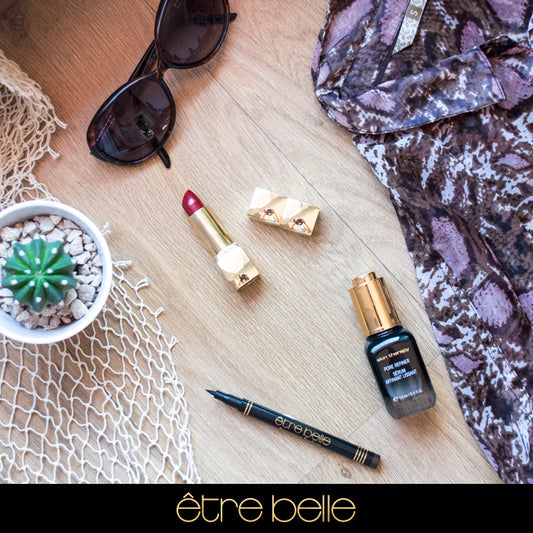 look de cosmética y maquillaje para refinar los poros del rostro con être belle cosmetics