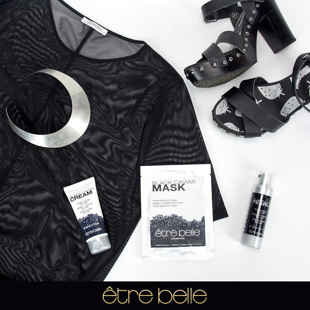 Look de cosmética con Caviar Negro de être belle cosmetics España