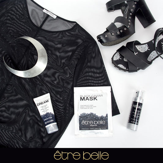 Look de cosmética con Caviar Negro de être belle cosmetics España