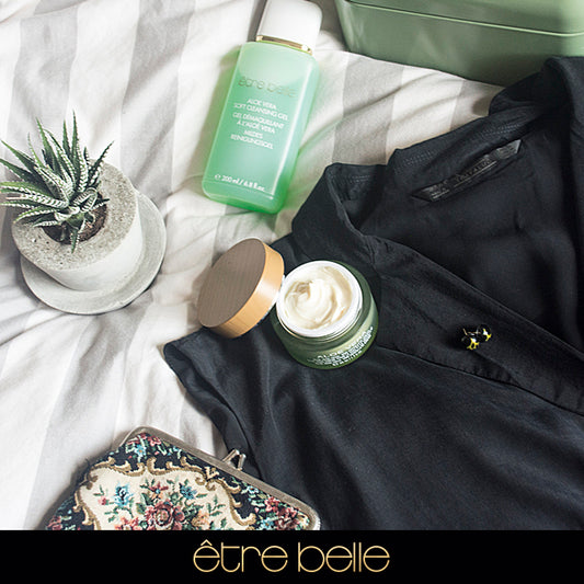 cosmética con Aloe Vera para rostro, cuello y escote de être belle cosmetics