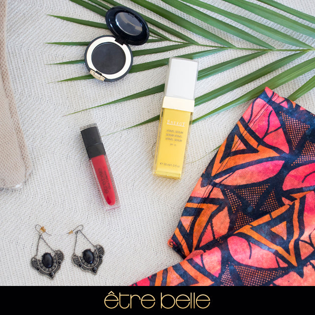 Look de moda y maquillaje vacacional con etre belle cosmetics