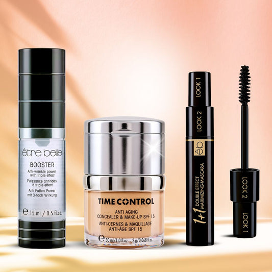 Trio Makeup Antiedad Time Control + Booster + Máscara pestañas 1+1